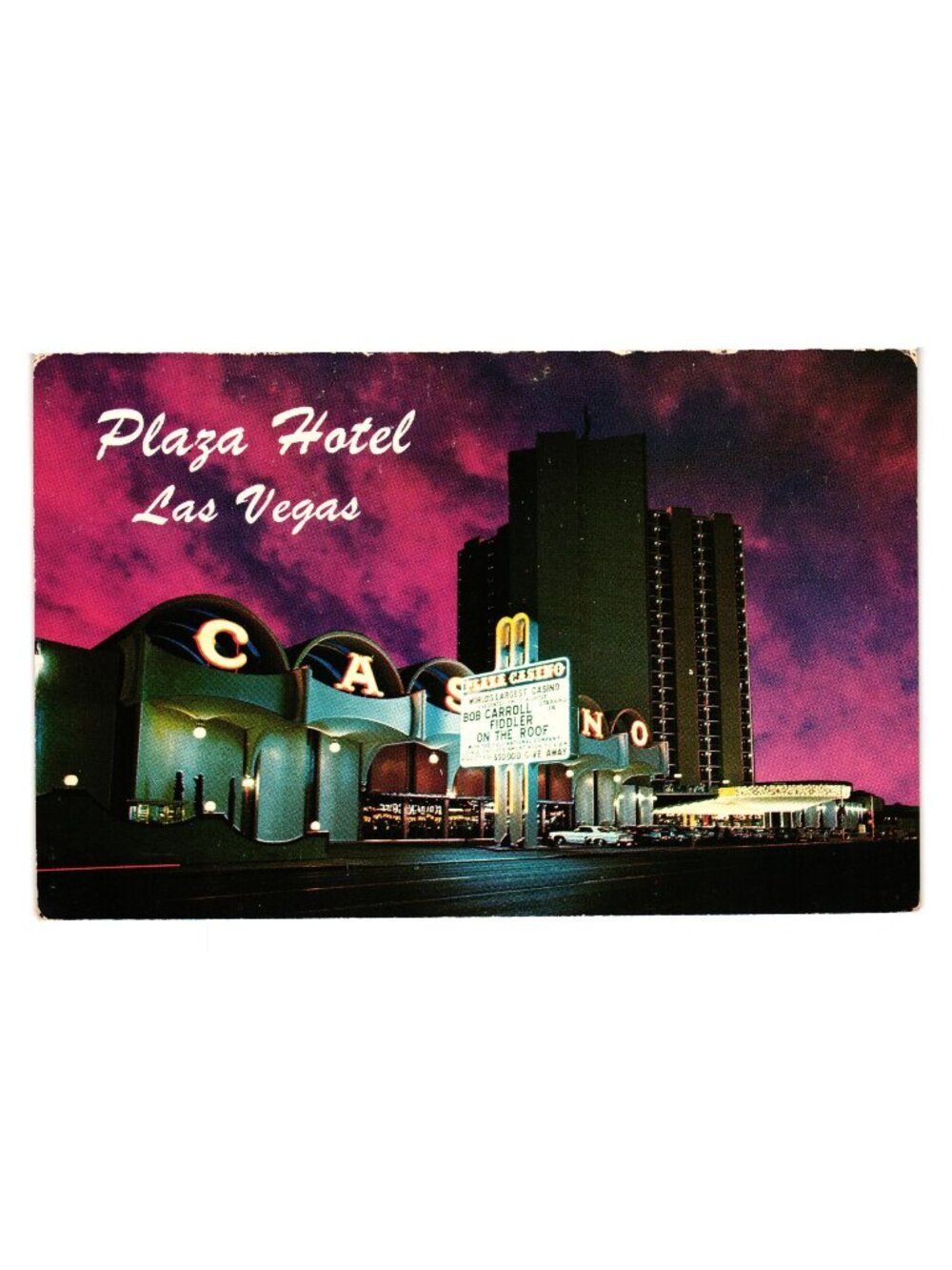 Plaza Hotel Las Vegas Vintage Postcard Fremont Street Casino Collectible Souveni